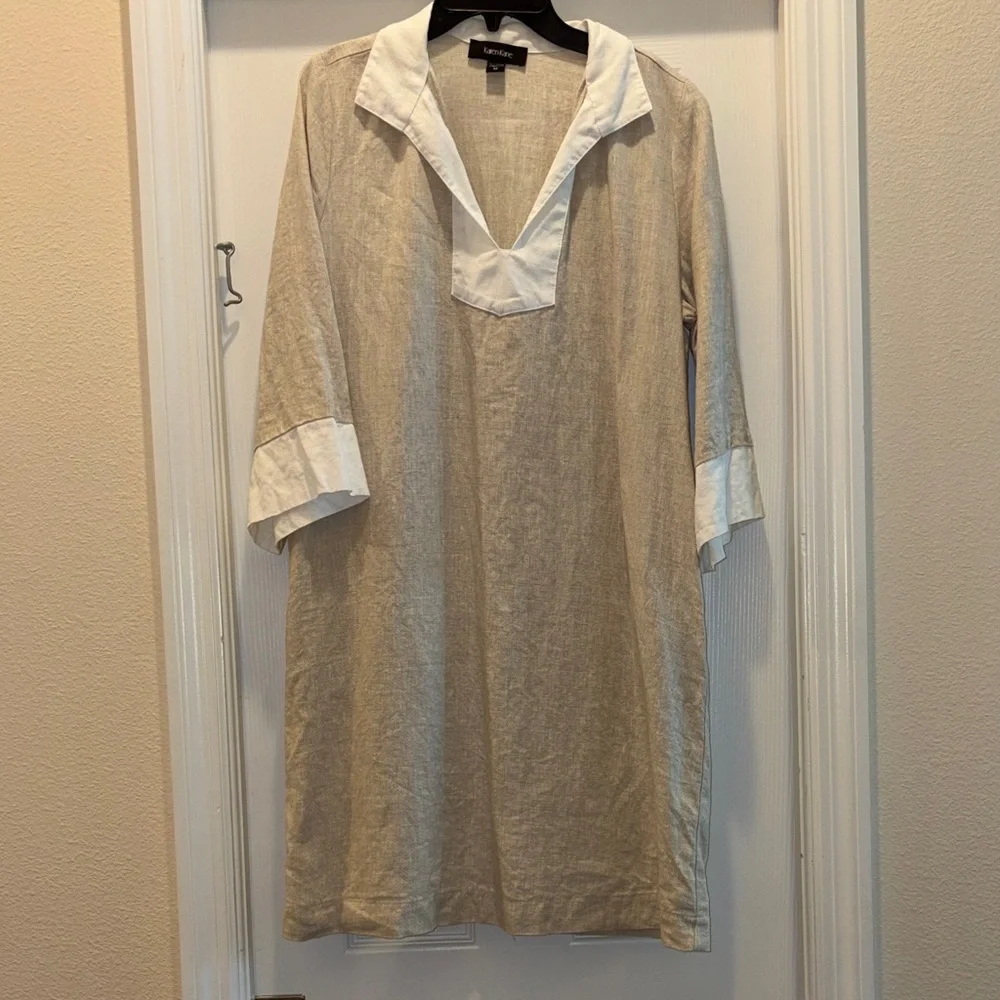 Tan and White Tunic Dress - Picture 1 of 6